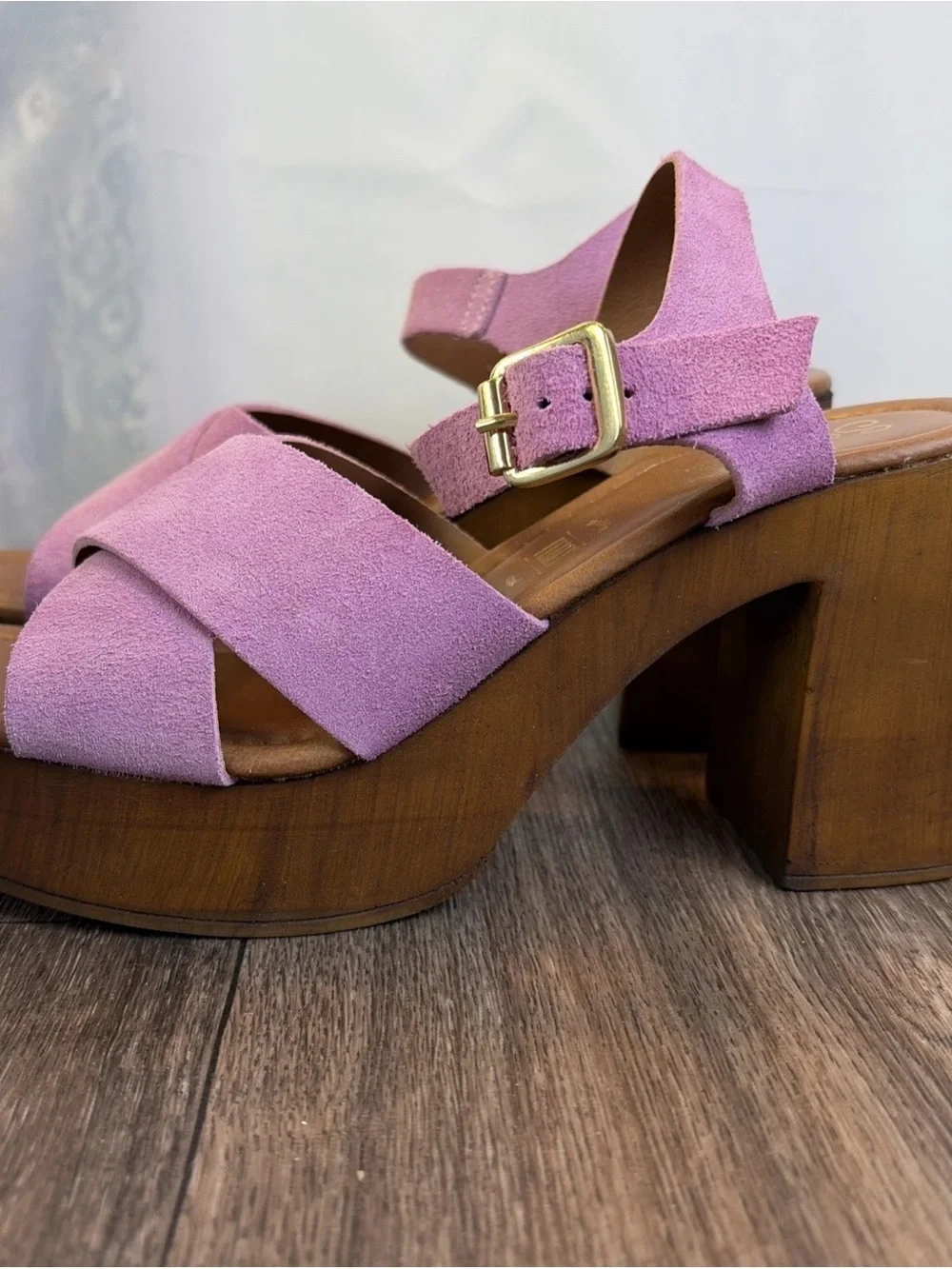 Seychelles Paloma Purple Orchid Suede Platform Sandals 6.5 Boho Chic Hippie